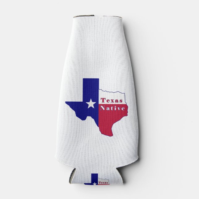 Texas Native Flag Map Bottle Cooler (Front)
