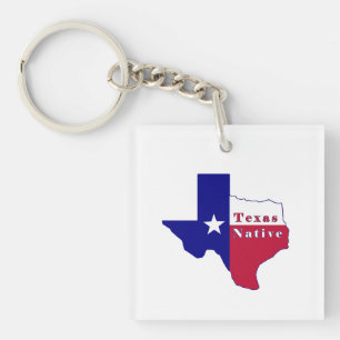Texas Native Flag Map Key Ring