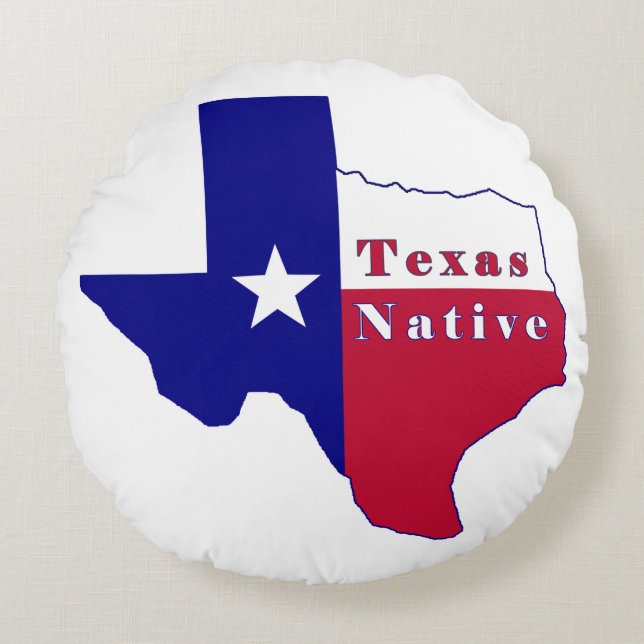 Texas Native Flag Map Round Cushion (Front)