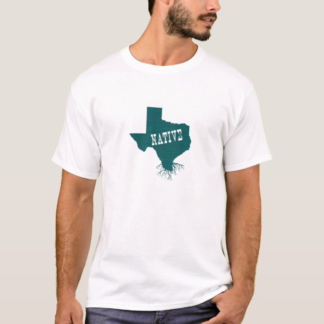 Texas Native Roots State Silhouette Map Shape T-Shirt (Front)