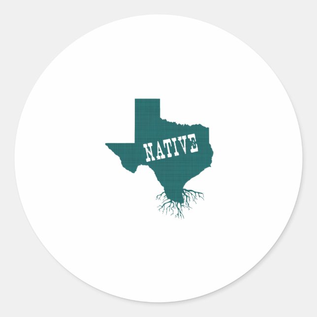 Texas Native Roots State Silhouette Shape Classic Round Sticker (Front)