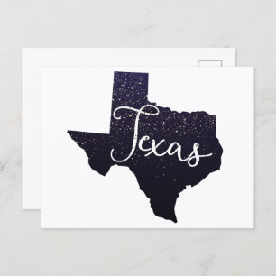 Texas Night Stars State Shape Postcard