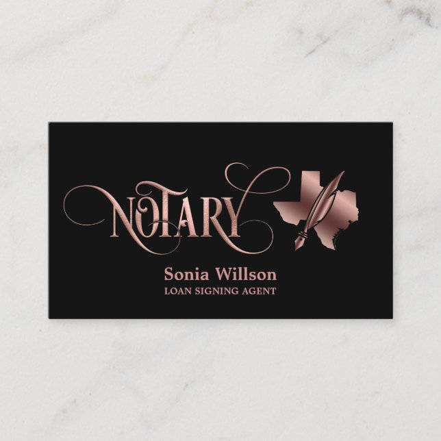 Texas Notary Loan Signing Agent Modern Blush Pink  Business Card (Front)