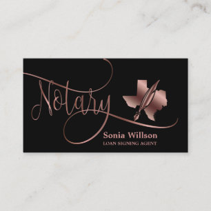 Texas Notary Loan Signing Agent Modern Rose Gold B Business Card