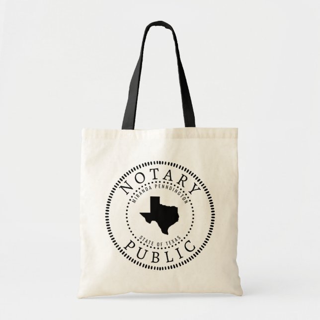 Texas Notary Public Personalised Tote Bag (Front)