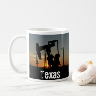 Texas Oil Pump Silhouette at Sunset Mug
