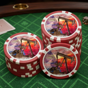 Texas Oil Pumpjack: Lone Star State Heritage Art Poker Chips