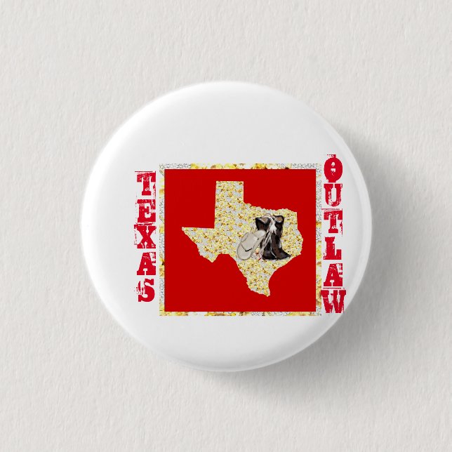TEXAS OUTLAW 3 CM ROUND BADGE (Front)