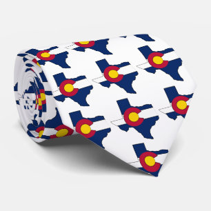 Texas outline Colorado flag necktie