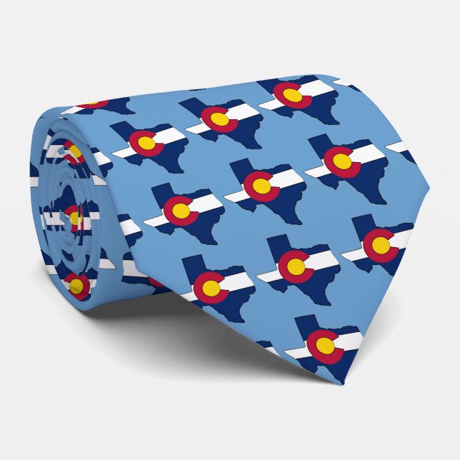 Texas outline Colorado flag necktie (Rolled)