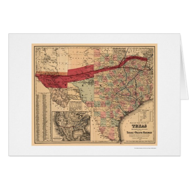 Texas & Pacific Railroad Map 1873 (Front Horizontal)