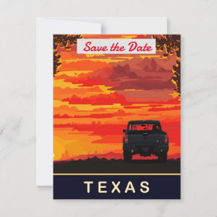 Texas Pickup Truck Sunset Wedding Invitation