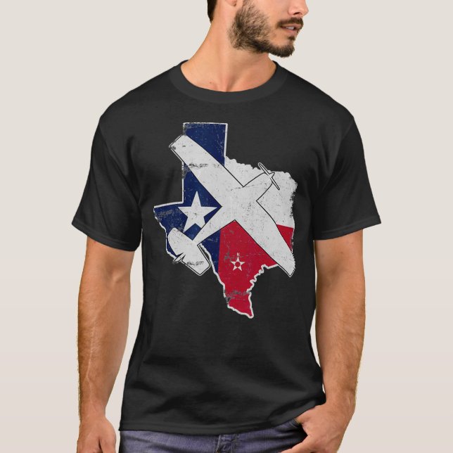 Texas Pilot State Flag C172 Skyhawk Aeroplane T-Shirt (Front)