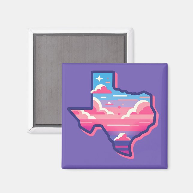 Texas Pink and Blue Cotton Candy Skies Magnet (Front/Back)