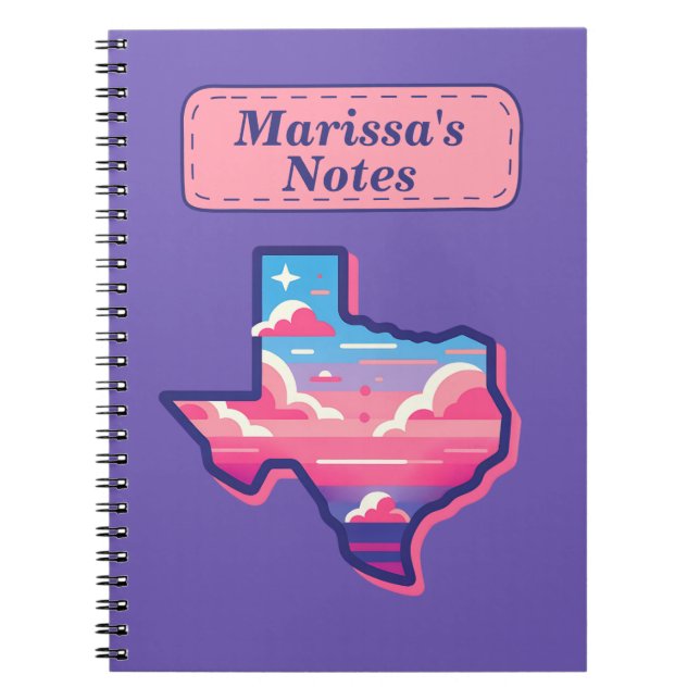 Texas Pink and Blue Cotton Candy Skies Notebook (Front)