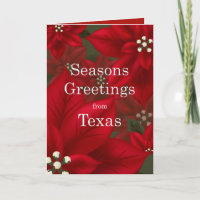 Texas Poinsettia Seasons Greetings Christmas