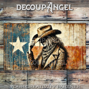 Texas Pride Cowgirl Decoupage Tissue Paper