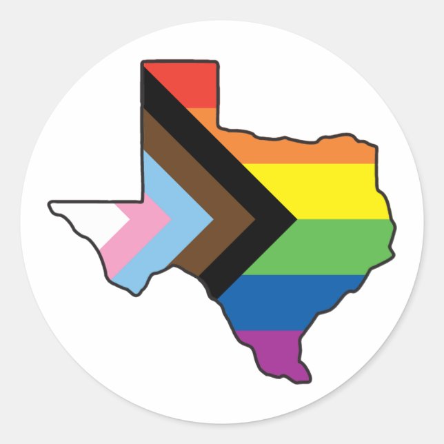 Texas Pride Progress Flag Classic Round Sticker (Front)