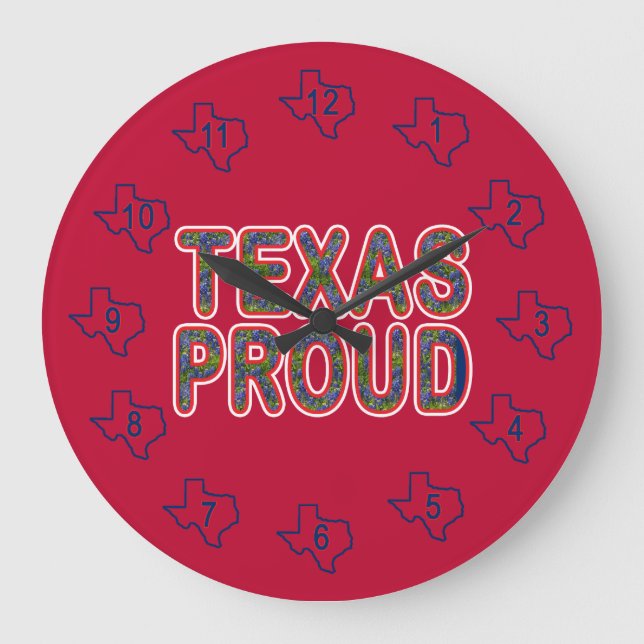 Texas Proud Bluebonnet Large Clock (Front)