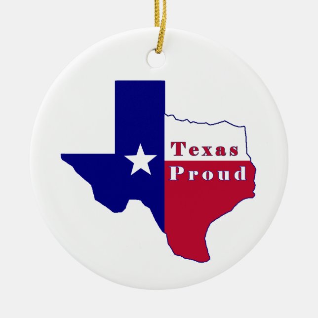 Texas Proud Flag Map Ceramic Ornament (Front)