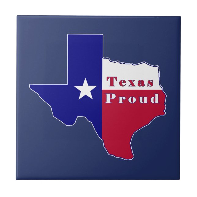 Texas Proud Flag Map Ceramic Tile (Front)