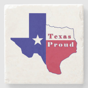 Texas Proud Flag Map Stone Coaster