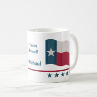 Texas Proud Lone Star Flag Name Personalised White