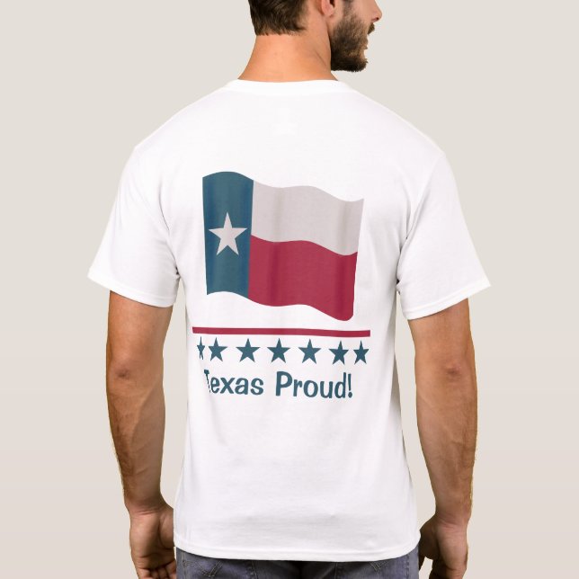 Texas Proud Waving Long Star Flag Back Design T-Shirt (Back)