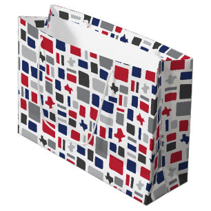 Texas Red & Blue Wonky Squares & Rectangles Large  Gift Bag