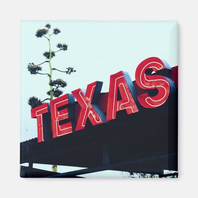 Texas Red Neon Lights USA America Magnet (Front)