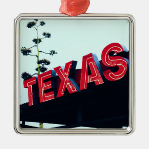 Texas Red Neon Lights USA America Metal Ornament