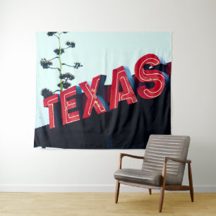 Texas Red Neon Lights USA America Tapestry