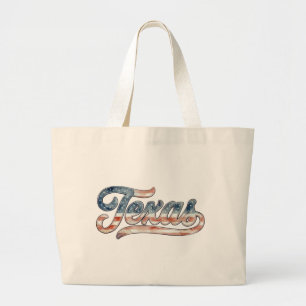 Texas Red White Blue Logo Watercolor Style Cowboy Large Tote Bag