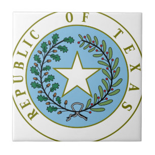 Texas (Republic of Texas Seal Colour) Ceramic Tile