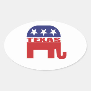 Texas Republican Elephant Oval Sticker