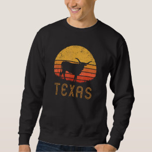 Texas Retro Longhorn Cattle Vintage Texan Lone Sta Sweatshirt