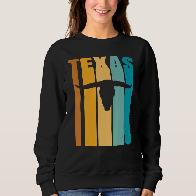 Texas Retro Picture Cool Silhouette Longhorn Cow S Sweatshirt (Front)