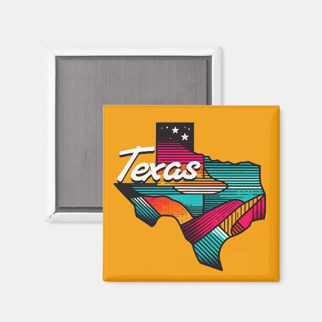 Texas Retro Sunset Lone Star State Souvenir Magnet (Front/Back)