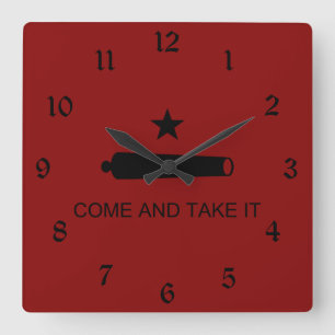 Texas Revolution Flag, Texians Militia 1835  Square Wall Clock