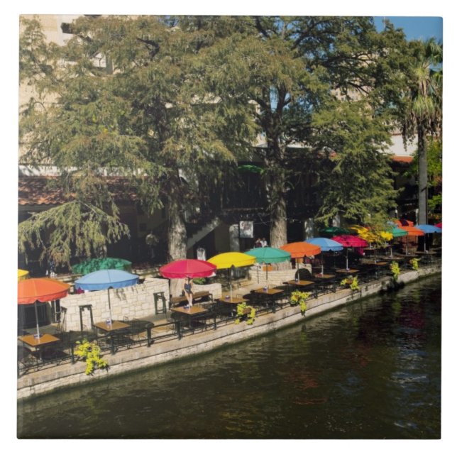 Texas, Riverwalk, dining on river's edge Tile (Front)