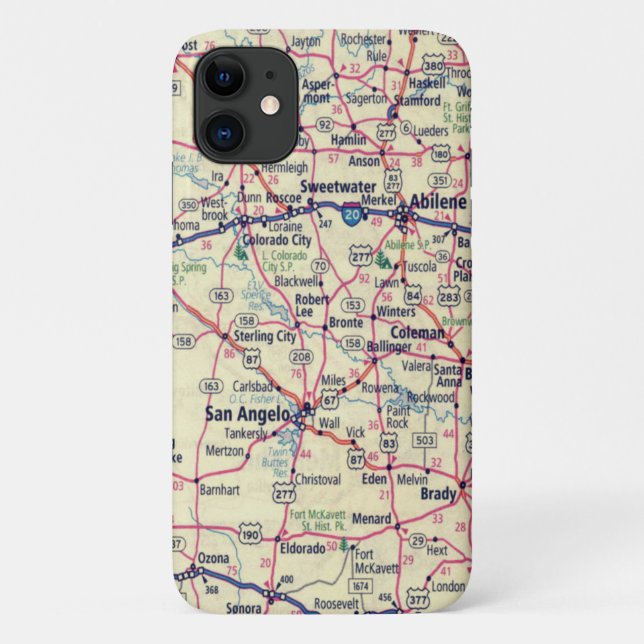 Texas Road Map Case-Mate iPhone Case (Back)