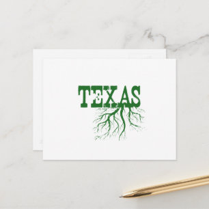 Texas Rooted Green Tree Roots Texan Word Art Postcard