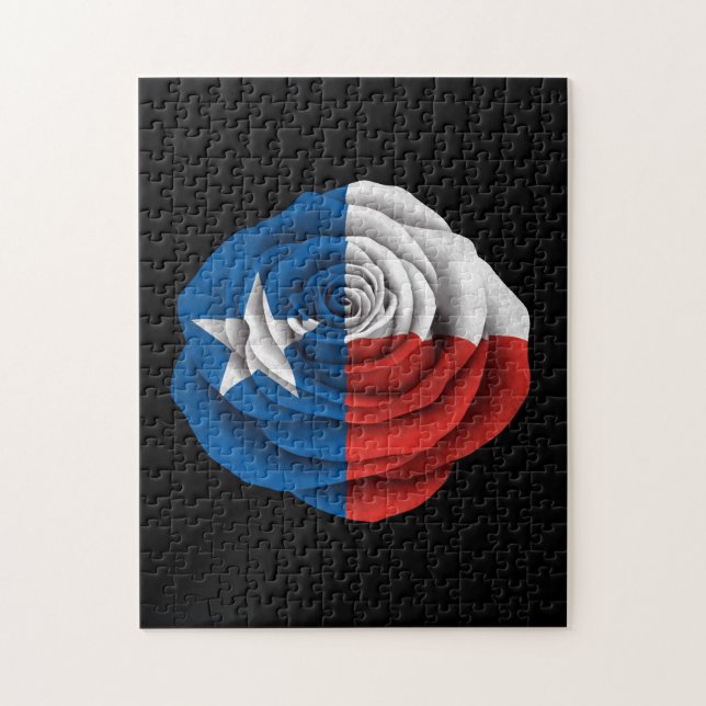 Texas Rose Flag on Black Jigsaw Puzzle (Vertical)