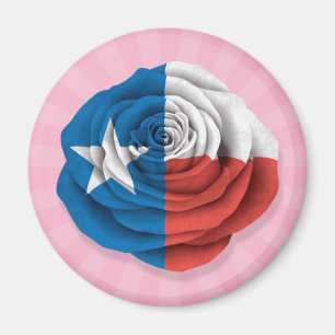 Texas Rose Flag on Pink Magnet