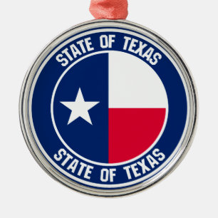 Texas Round Emblem Metal Ornament