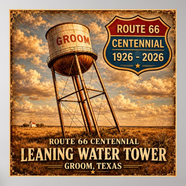 Texas Route 66 Leaning Tower Poster (Front)