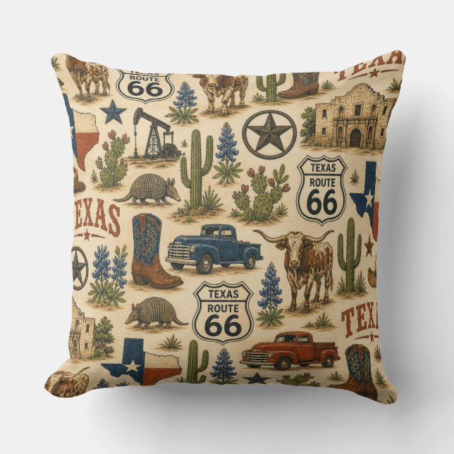 Texas Route 66 Sofa Ranch Cushion (Front)