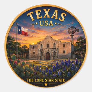 Texas San Antonio Vacation Memories 🟡 Classic Round Sticker