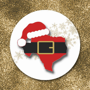 Texas Santa Belt and Gold Snowflakes Classic Round Sticker