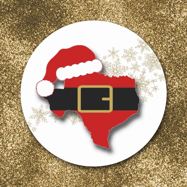 Texas Santa Belt and Gold Snowflakes Classic Round Sticker (Creator Uploaded)